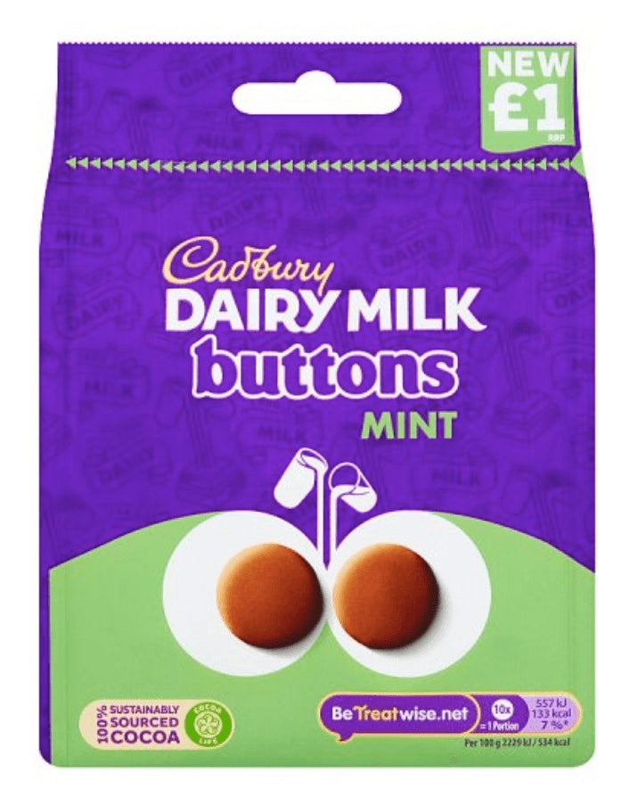 Dairy Milk Mint Buttons NEW UK FOODS DOWN UNDER