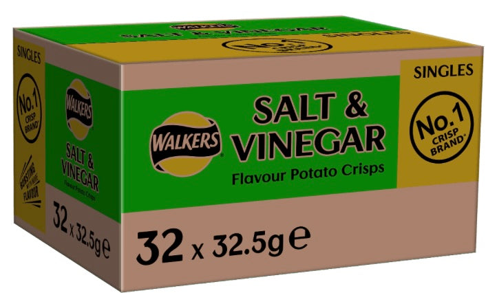 Walkers Salt and Vinegar Flavoured Crisps 32 Pack box – UK FOODS DOWN UNDER